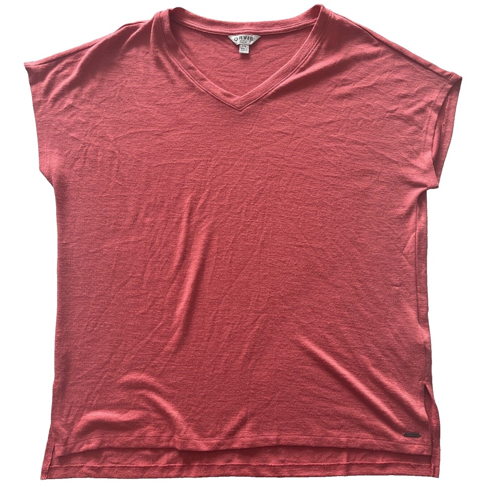 Orvis Women's Size L Salmon Pink Slouchy T-Shirt V-Neck Tunic